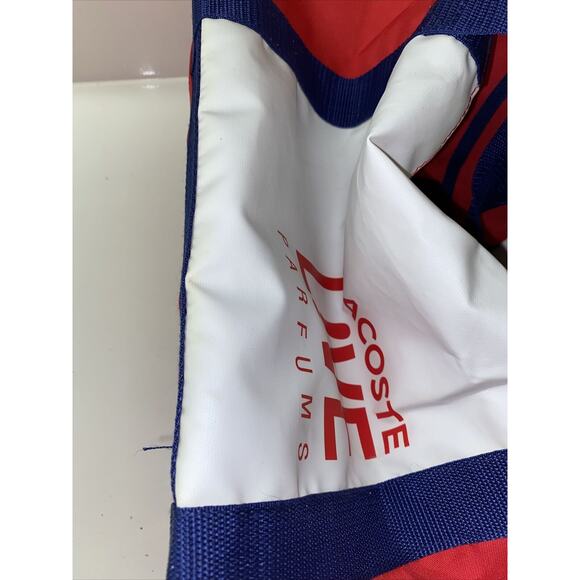 Lacoste Live Parfums Gym Sport Duffle Bag Tennis Racquetball Red White Blue - Picture 10 of 11